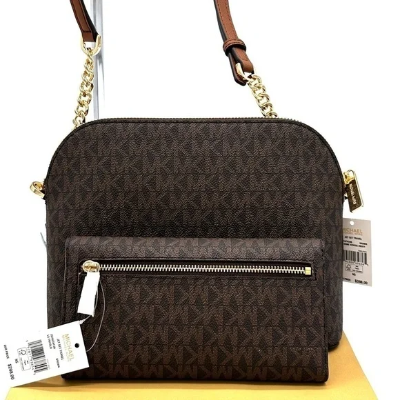 Michael Kors JST Medium Dome Crossbody & Large Trifold Wallet Brown (NWT) - Picture 5 of 13